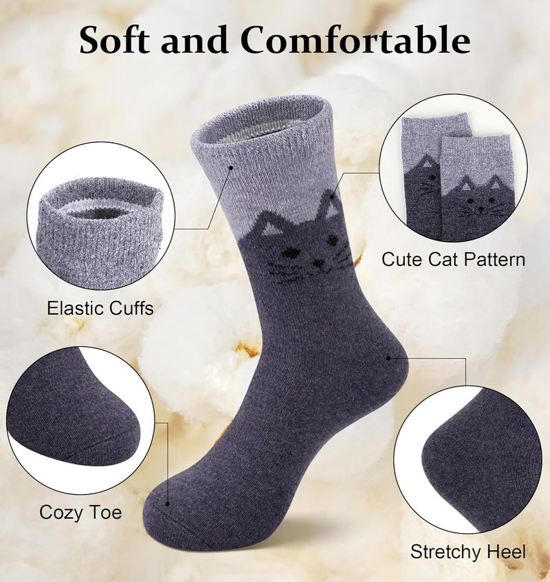 YSense Wool Socks for Women, Winter Boot Socks Stocking Stuffers Gifts for Women Warm Crew Hiking - Image 3